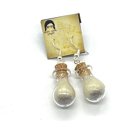 Potion Earrings - White, droplet bottle
