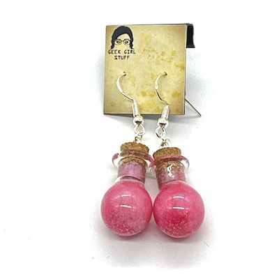 Potion Earrings - Pink, round sphere bottle