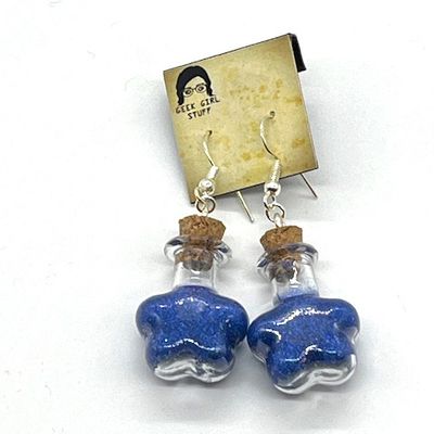 Potion Earrings - Indigo, flower bottle