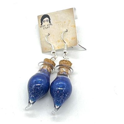 Potion Earrings - Indigo, pepper bottle