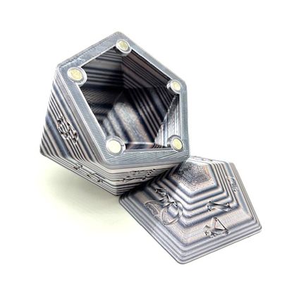 D20 Dice Box - Black and white stripes