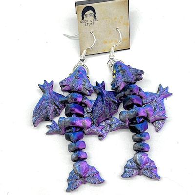 Dragon Earrings - Purple, Blue, and Black