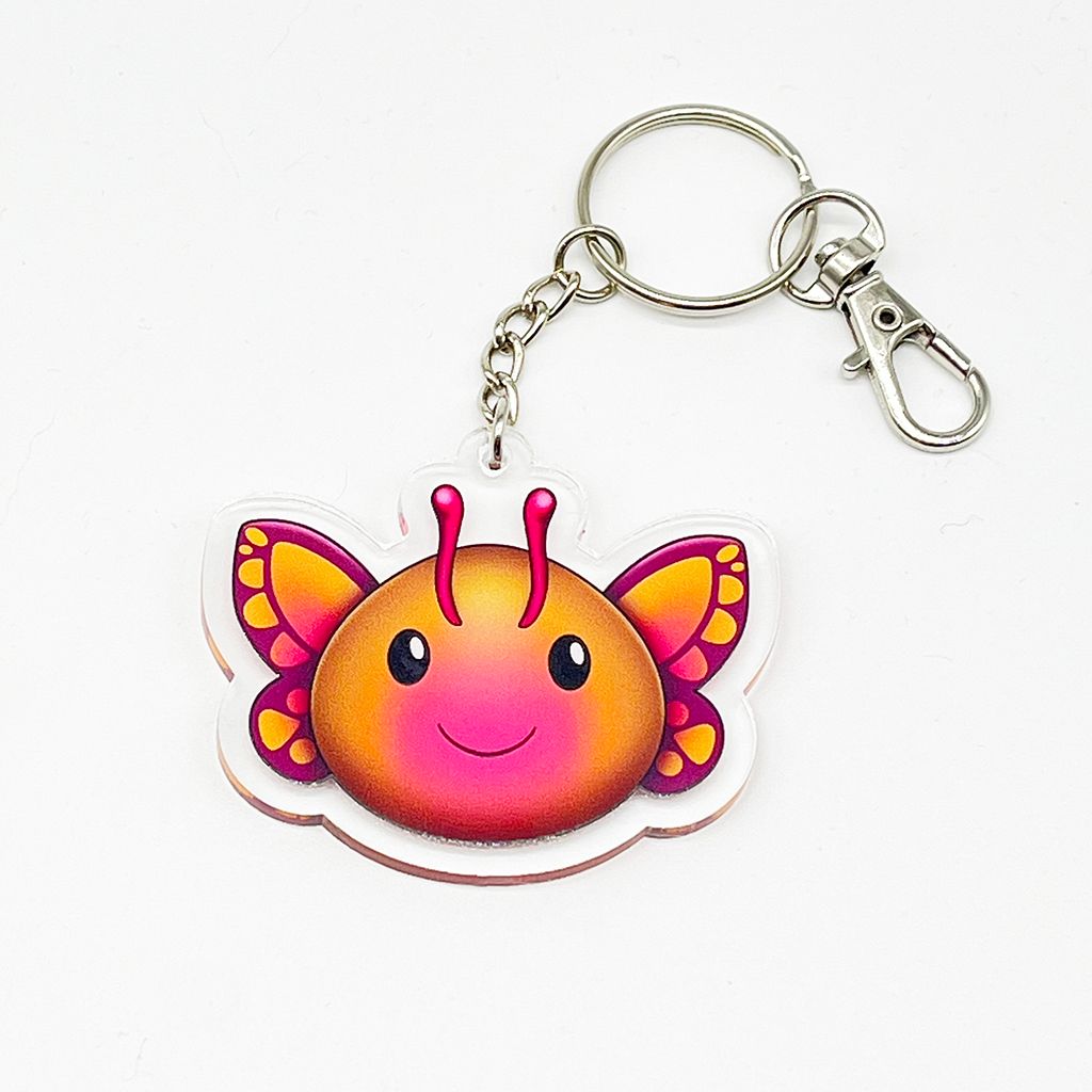 Butterfly Slime acrylic charm keychain, zipper clip