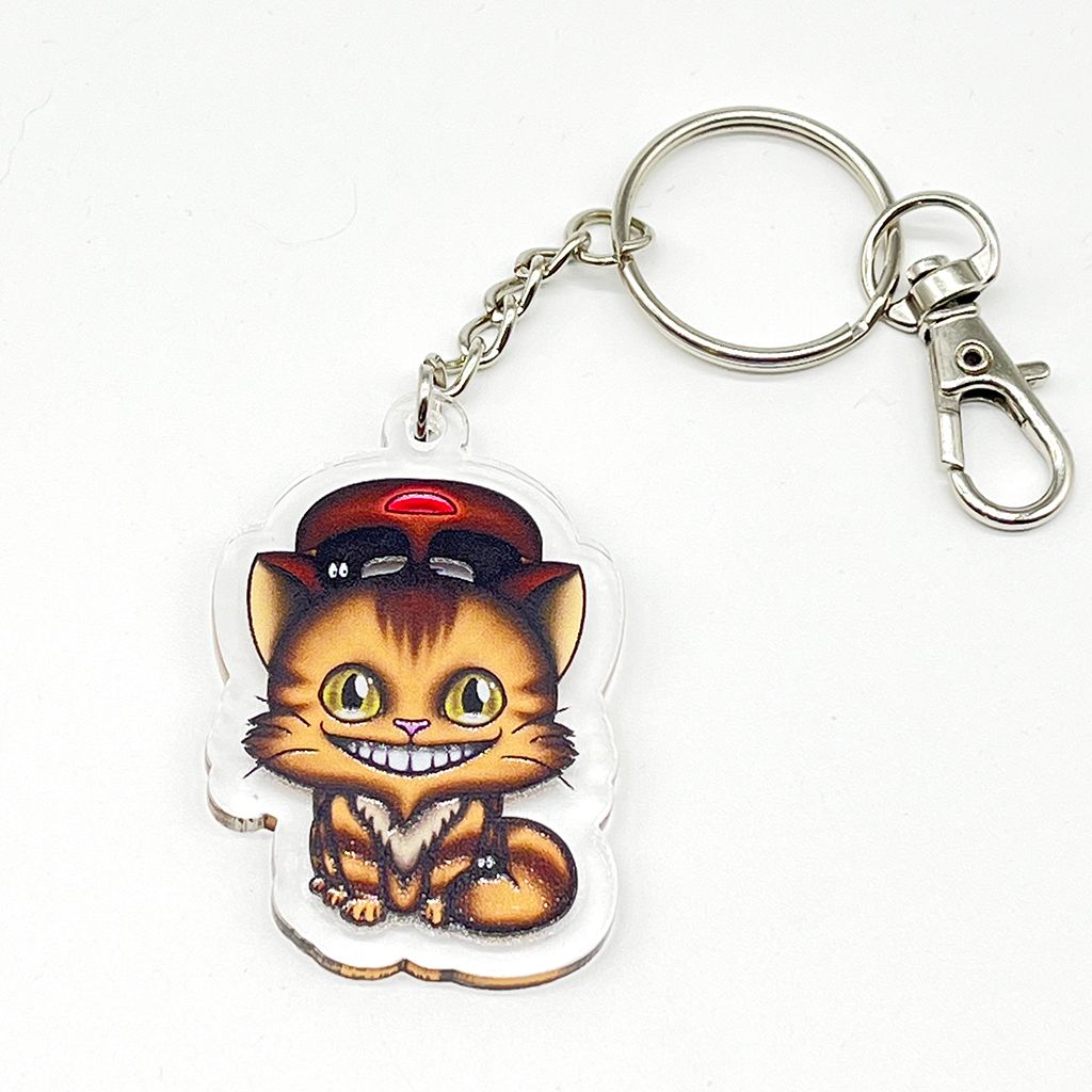 Kitten Bus acrylic charm keychain, zipper clip
