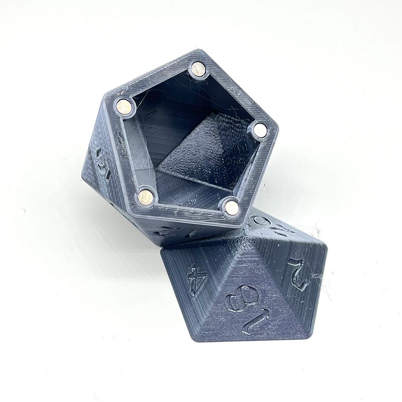 D20 Dice Box - Bi-color Black and Grey