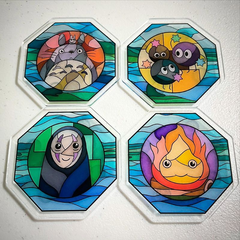 "Best Friends" Stained glass acrylic coaster set