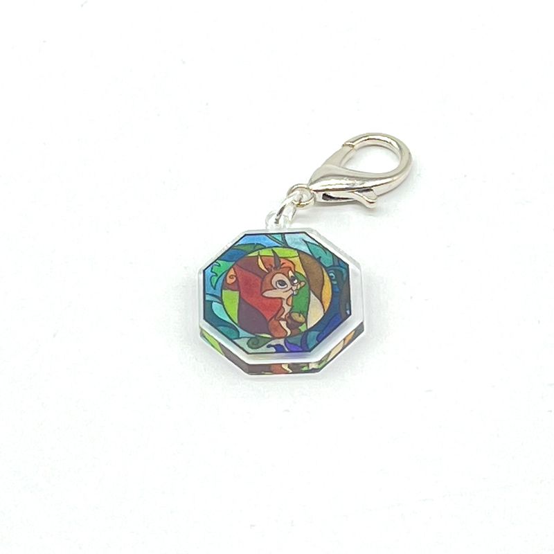 Acrylic Lanyard Charm - Stained Glass Squirrel