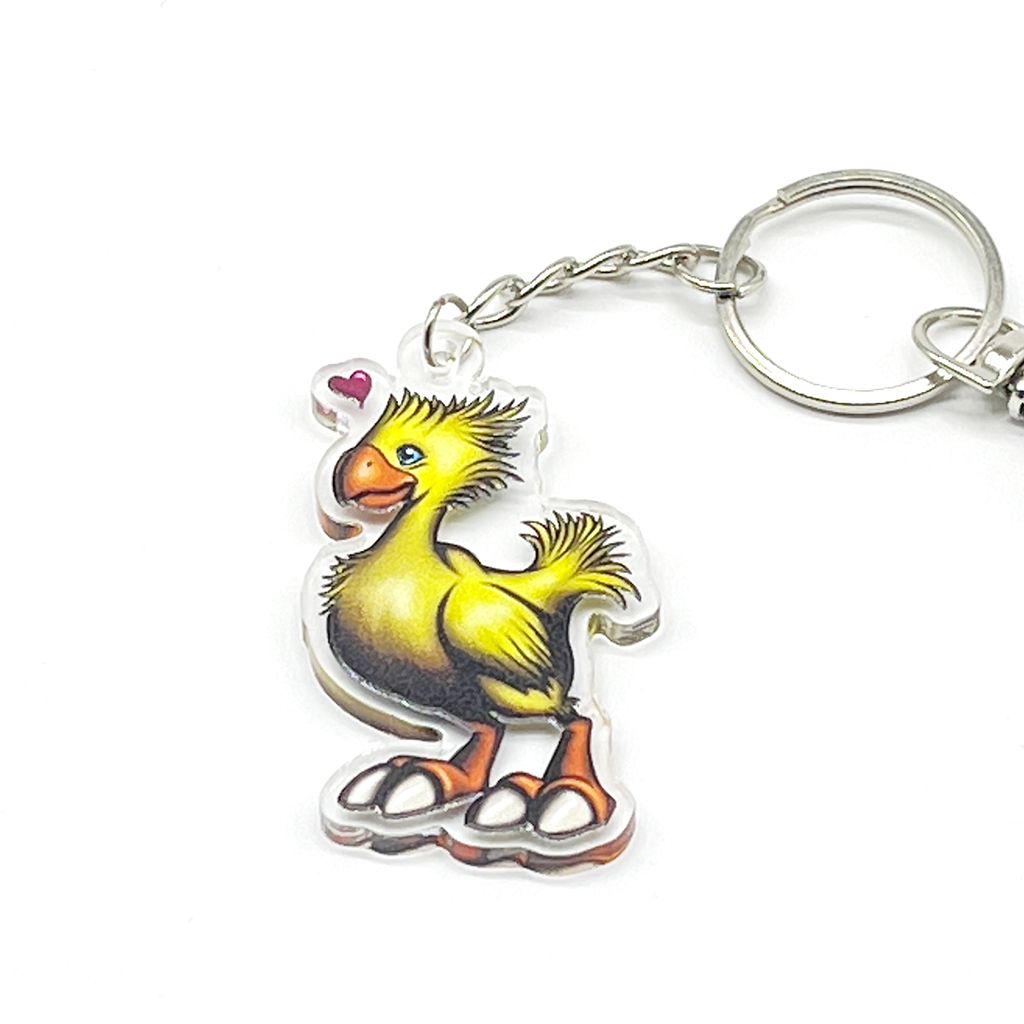 Yellow Bird acrylic charm keychain, zipper clip