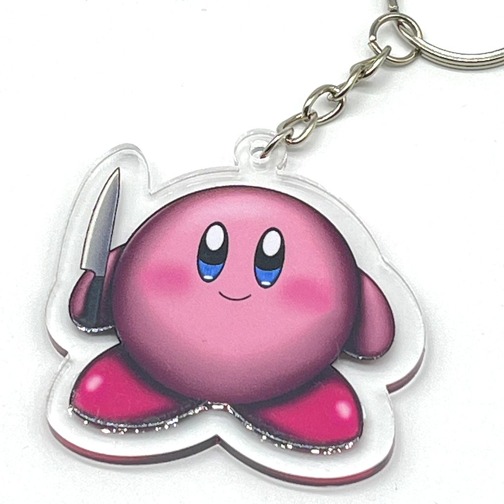 Pink Blob acrylic charm keychain, zipper clip