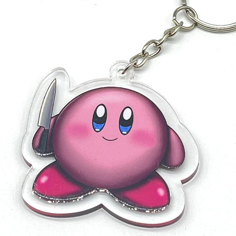 Pink Blob acrylic charm keychain, zipper clip