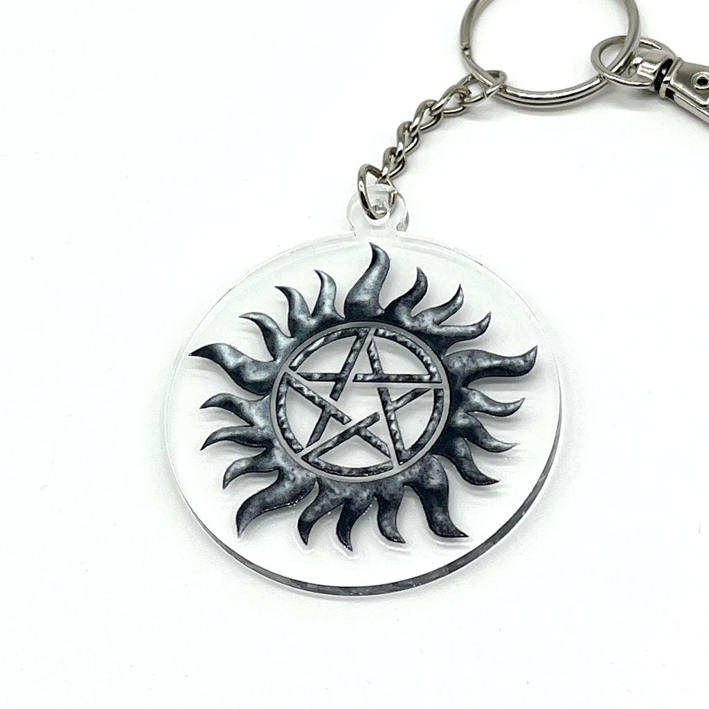 Anti-Possession Sigil acrylic charm keychain, zipper clip