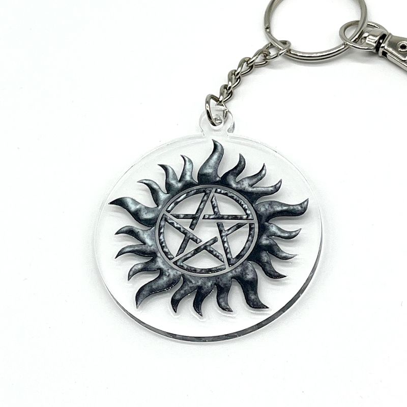 Anti-Possession Sigil acrylic charm keychain, zipper clip