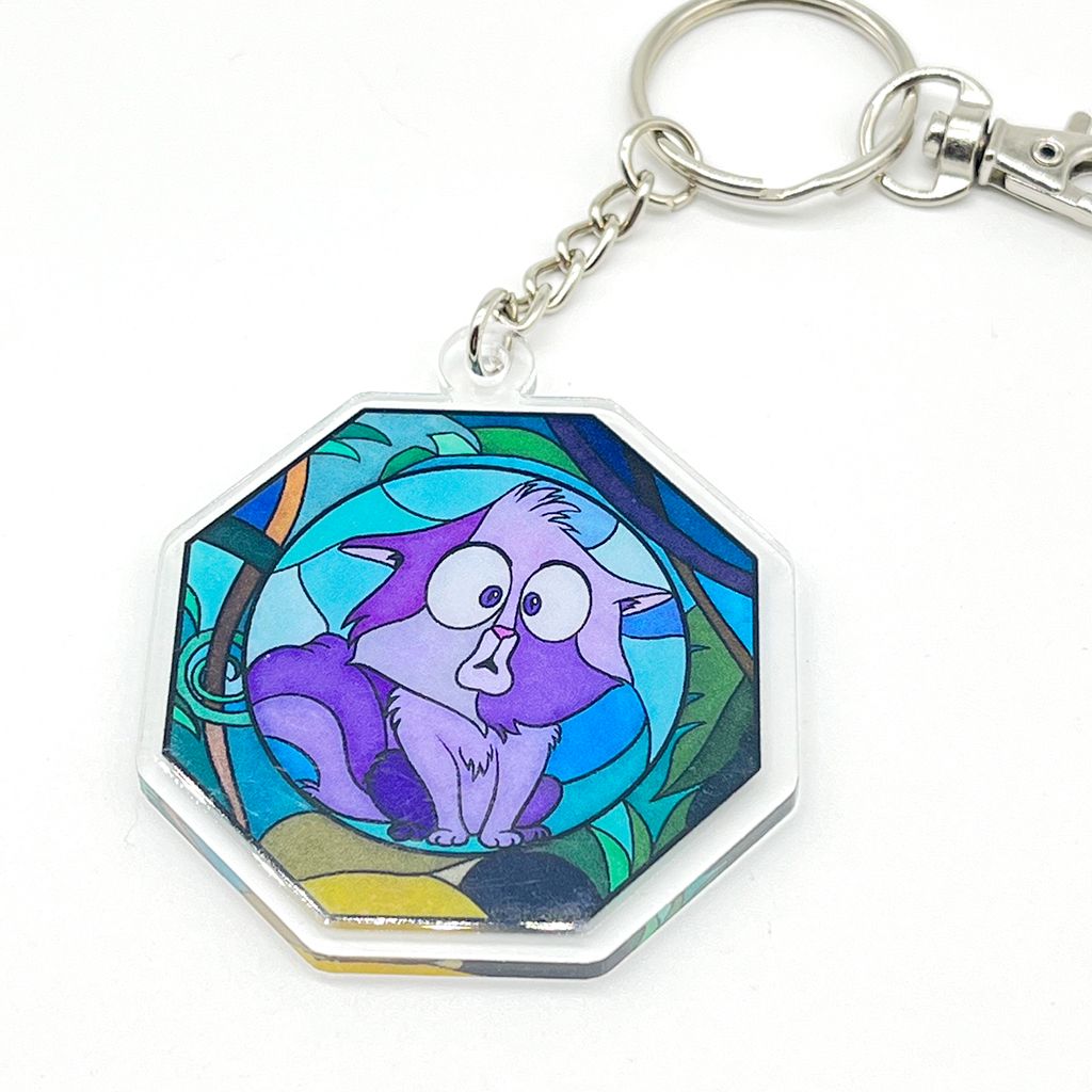 Stained Glass Yzma acrylic charm keychain, zipper clip