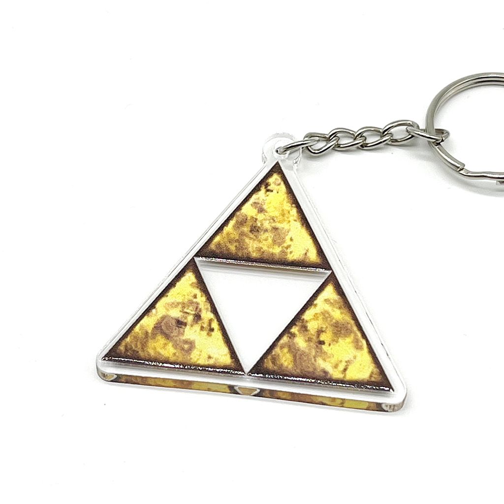 Tri Force acrylic charm keychain, zipper clip