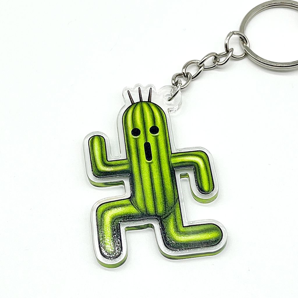 Cactus acrylic charm keychain, zipper clip
