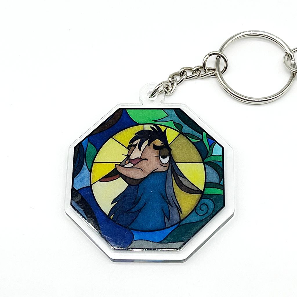 Stained Glass Kuzco acrylic charm keychain, zipper clip