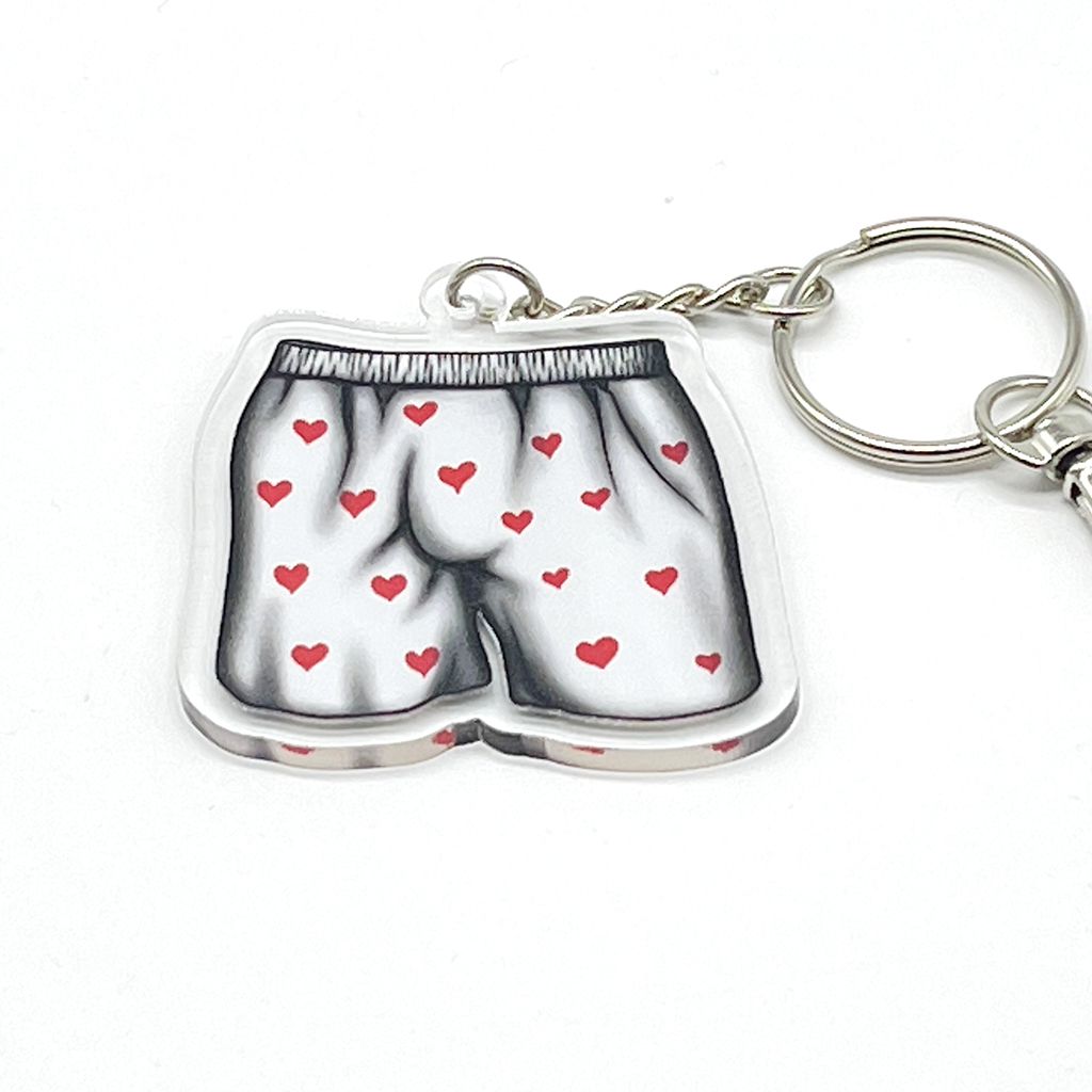 Carl&#39;s Boxers acrylic charm keychain, zipper clip