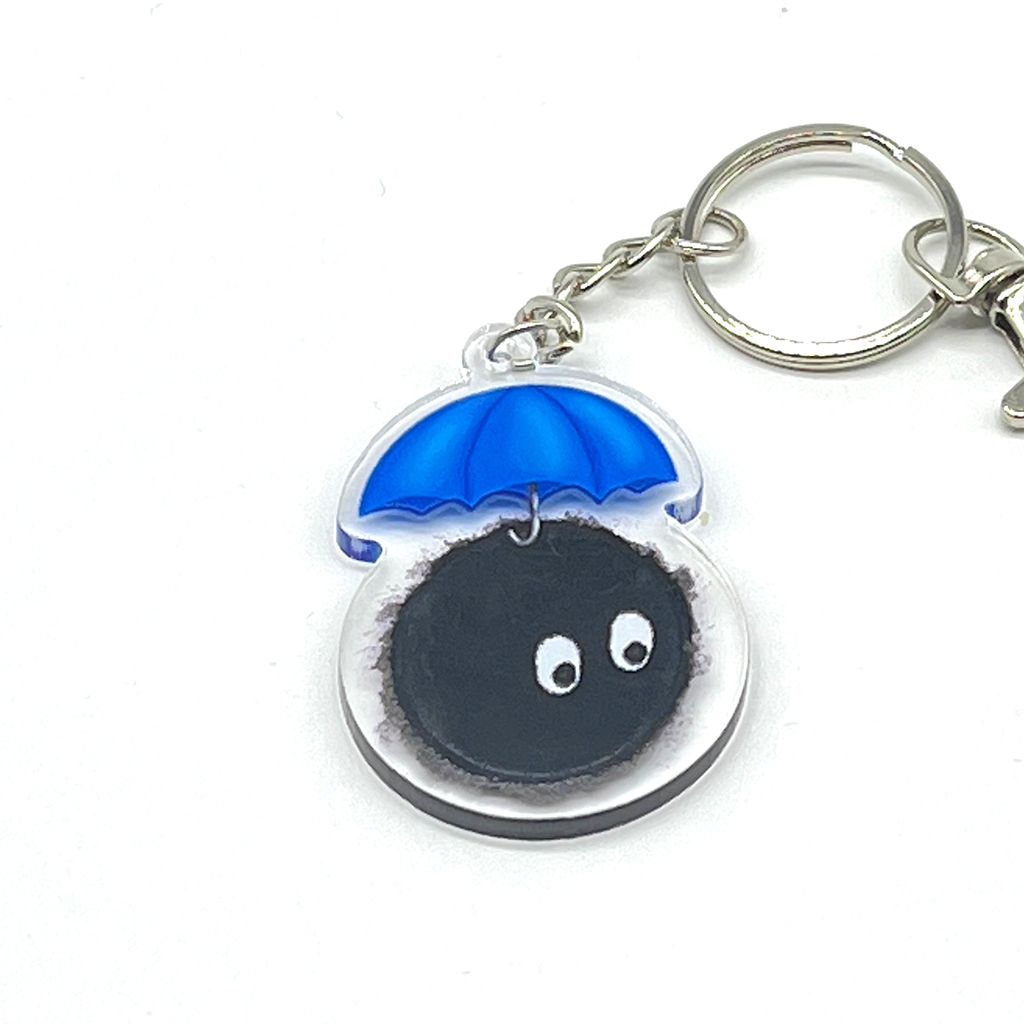 Umbrella soot acrylic charm keychain, zipper clip
