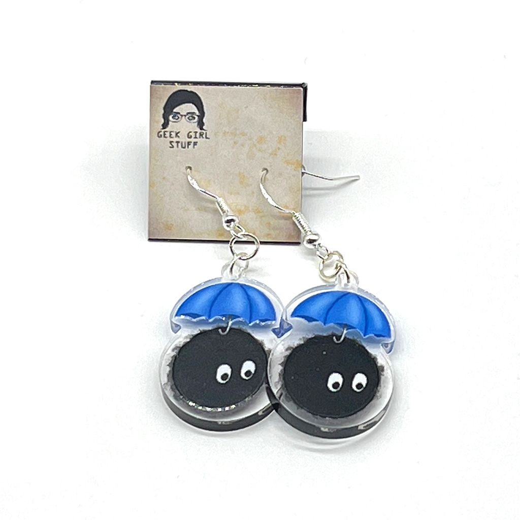 Umbrella soot acrylic charm earrings