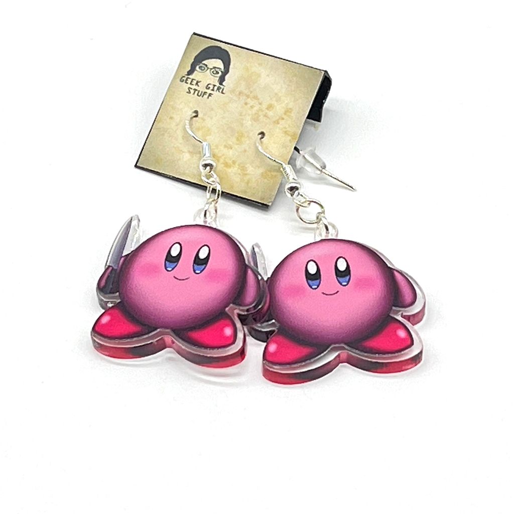 Pink Blob acrylic charm earrings