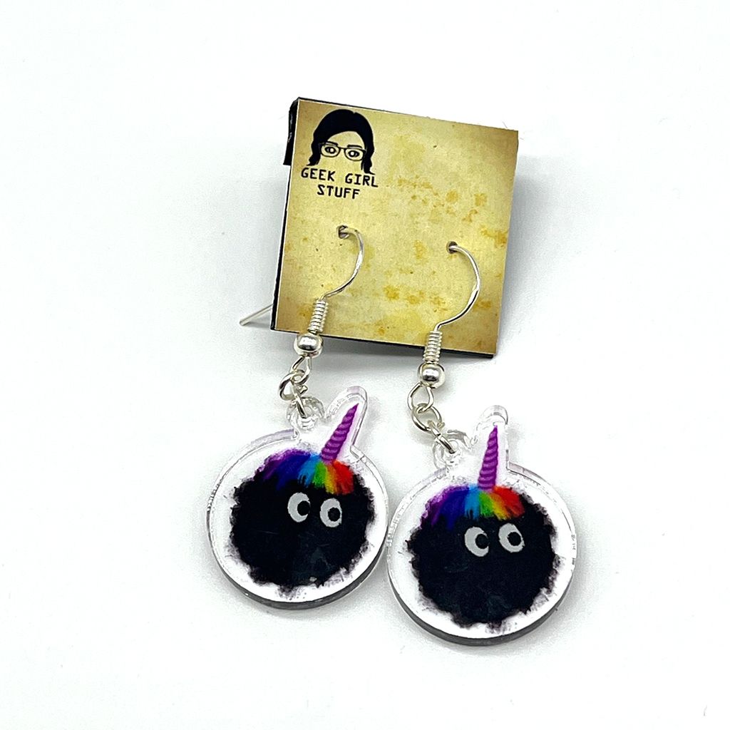 Unicorn soot acrylic charm earrings