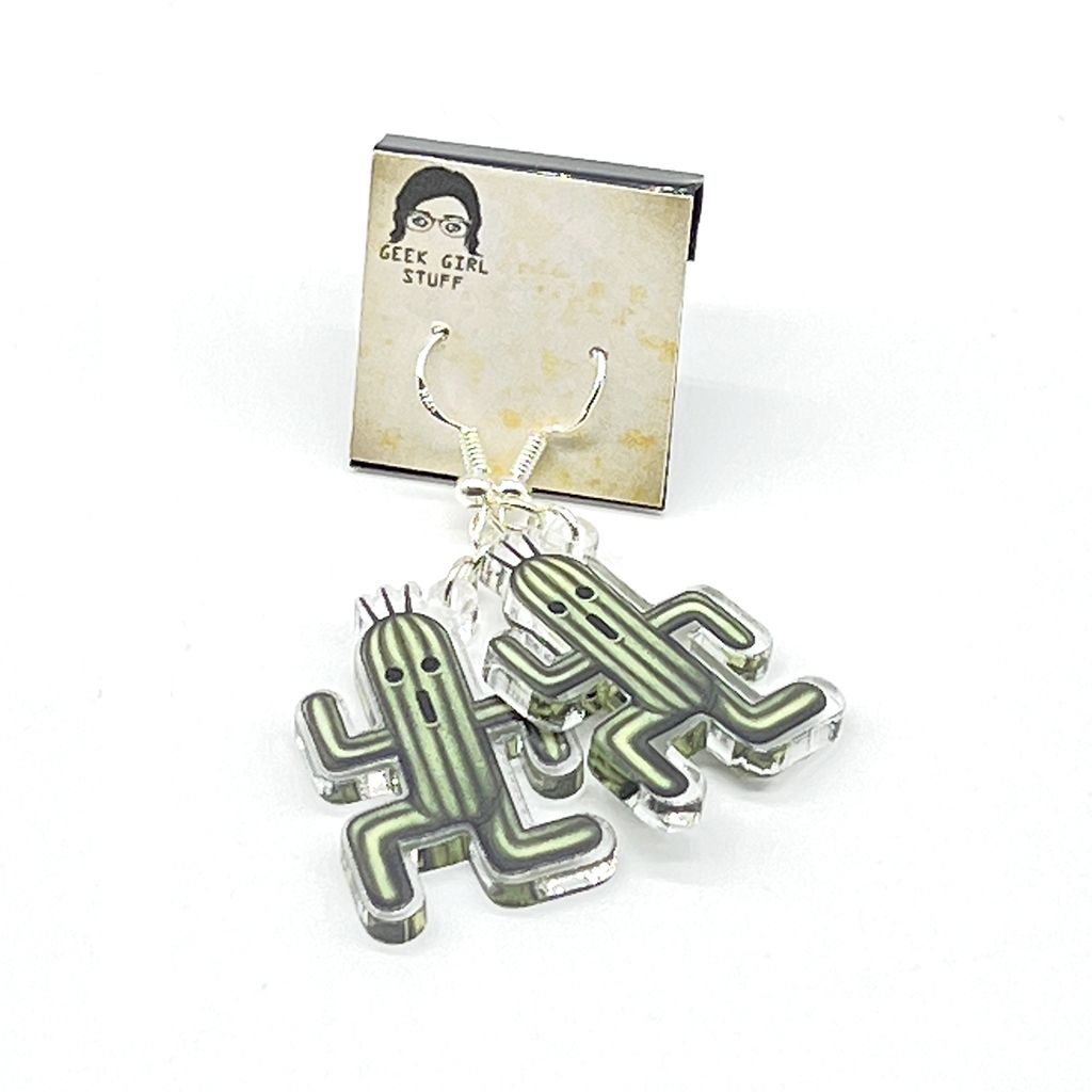 Cactus acrylic charm earrings