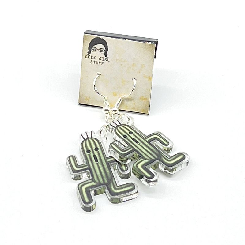 Cactus acrylic charm earrings
