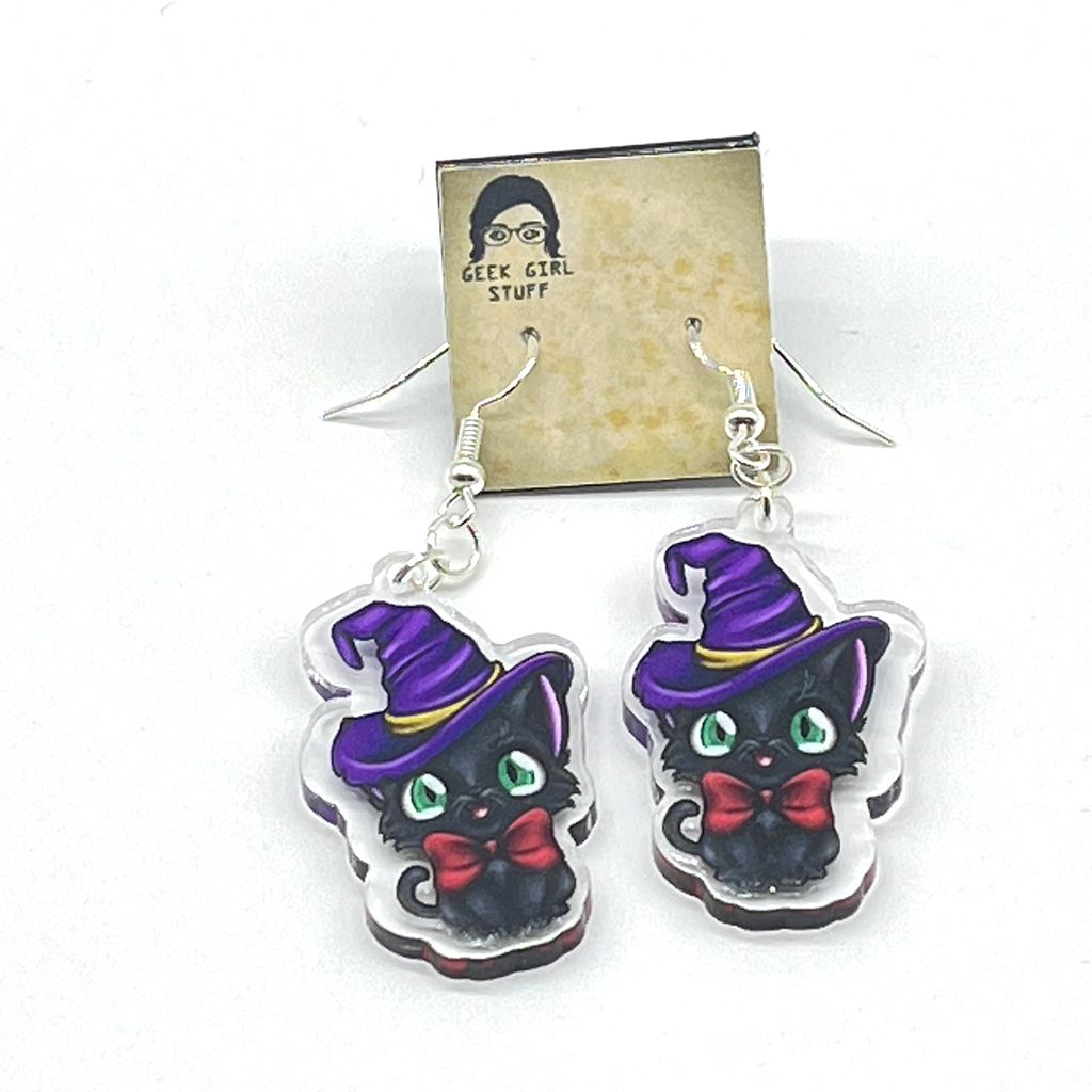 Withcy Cat acrylic charm earrings