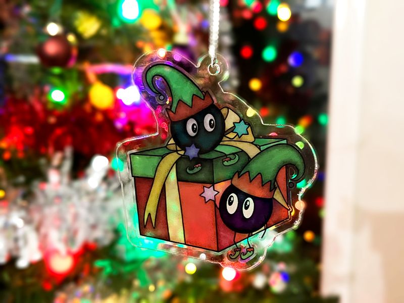 Soots on a Present Holiday Ornament
