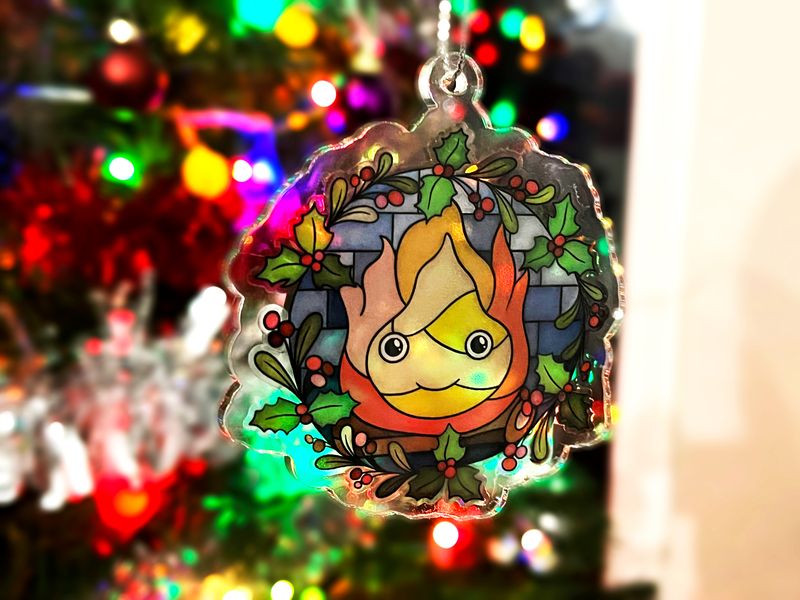 Fire Friend on a Yule Log Holiday Ornament