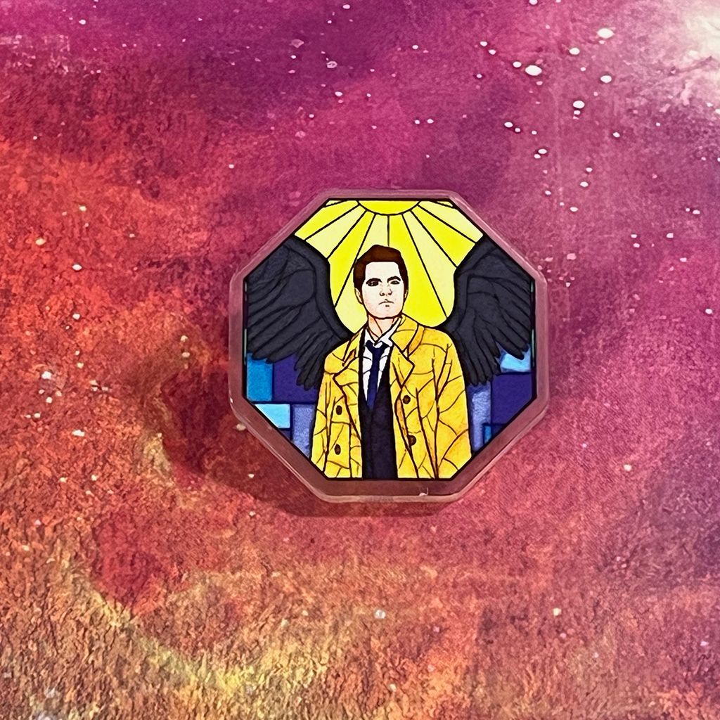 Acrylic pin - Stained Glass Castiel