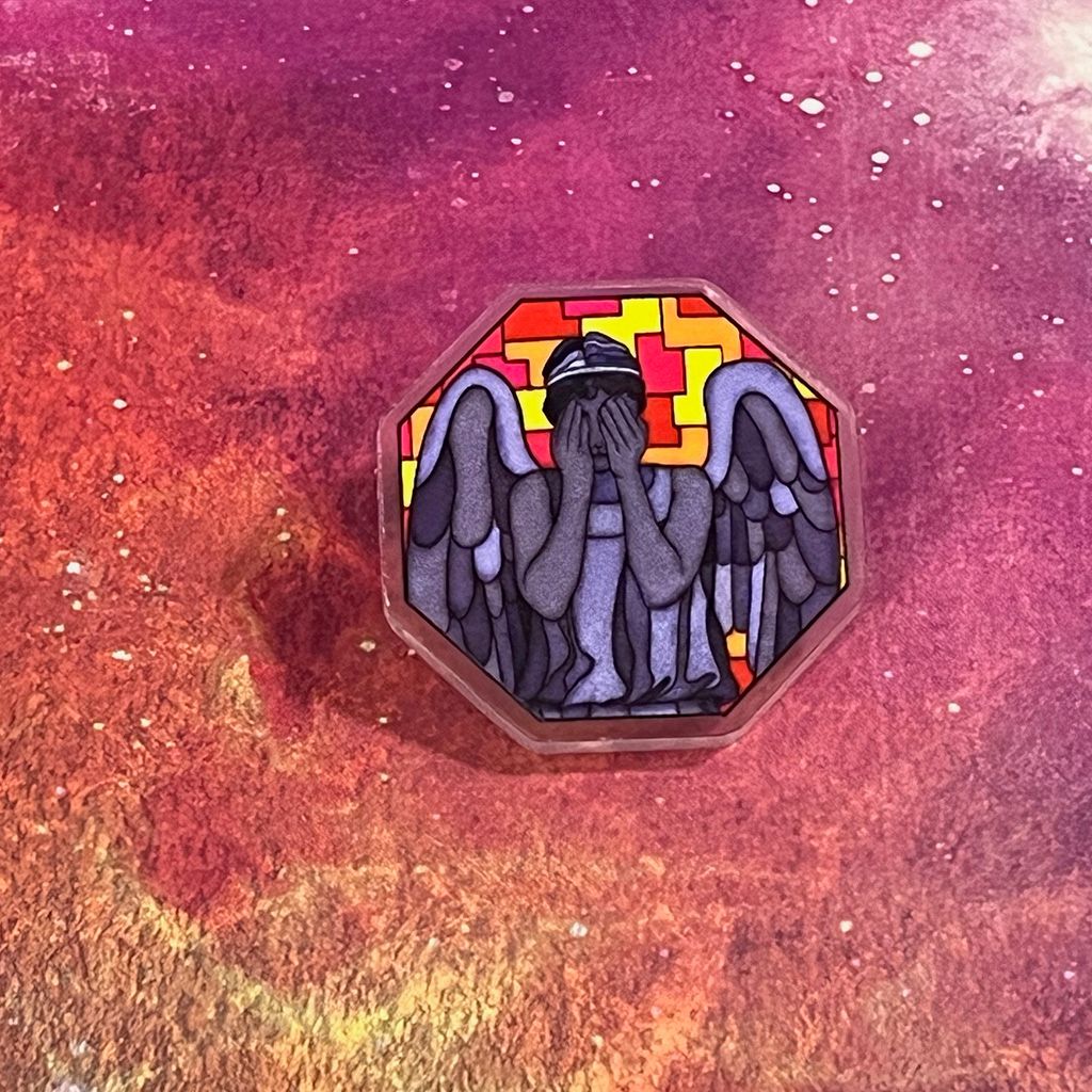 Acrylic pin - Stained Glass Weeping Angel