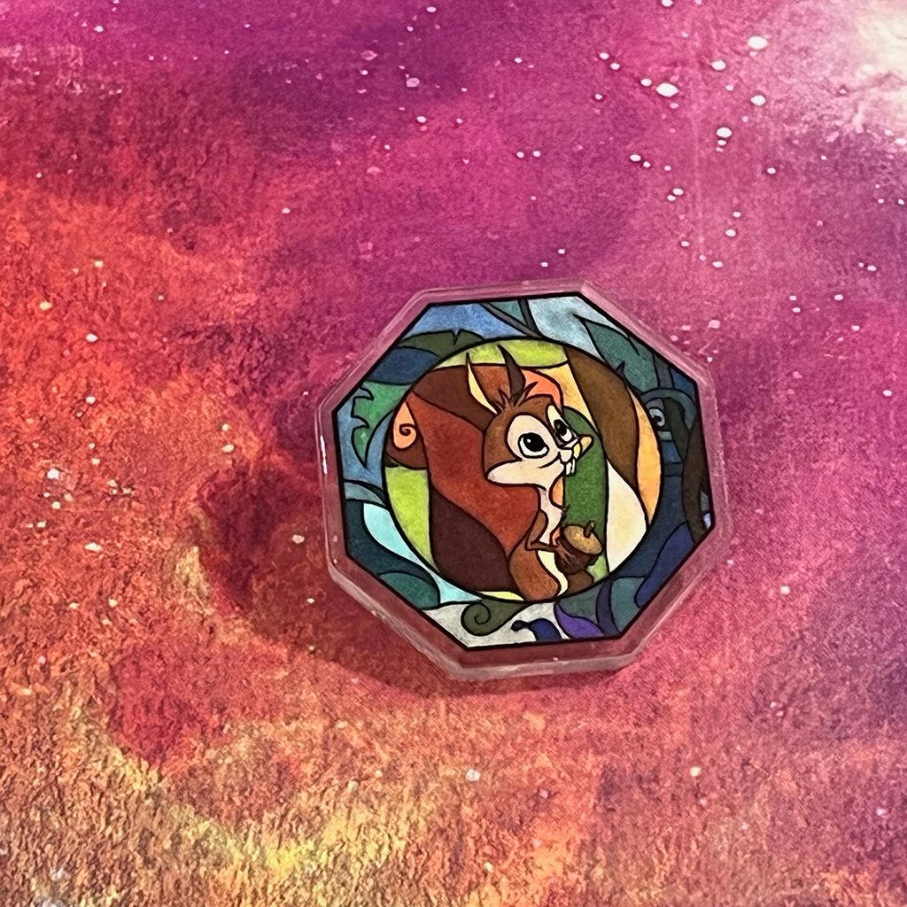 Acrylic pin - Stained Glass Squirrel