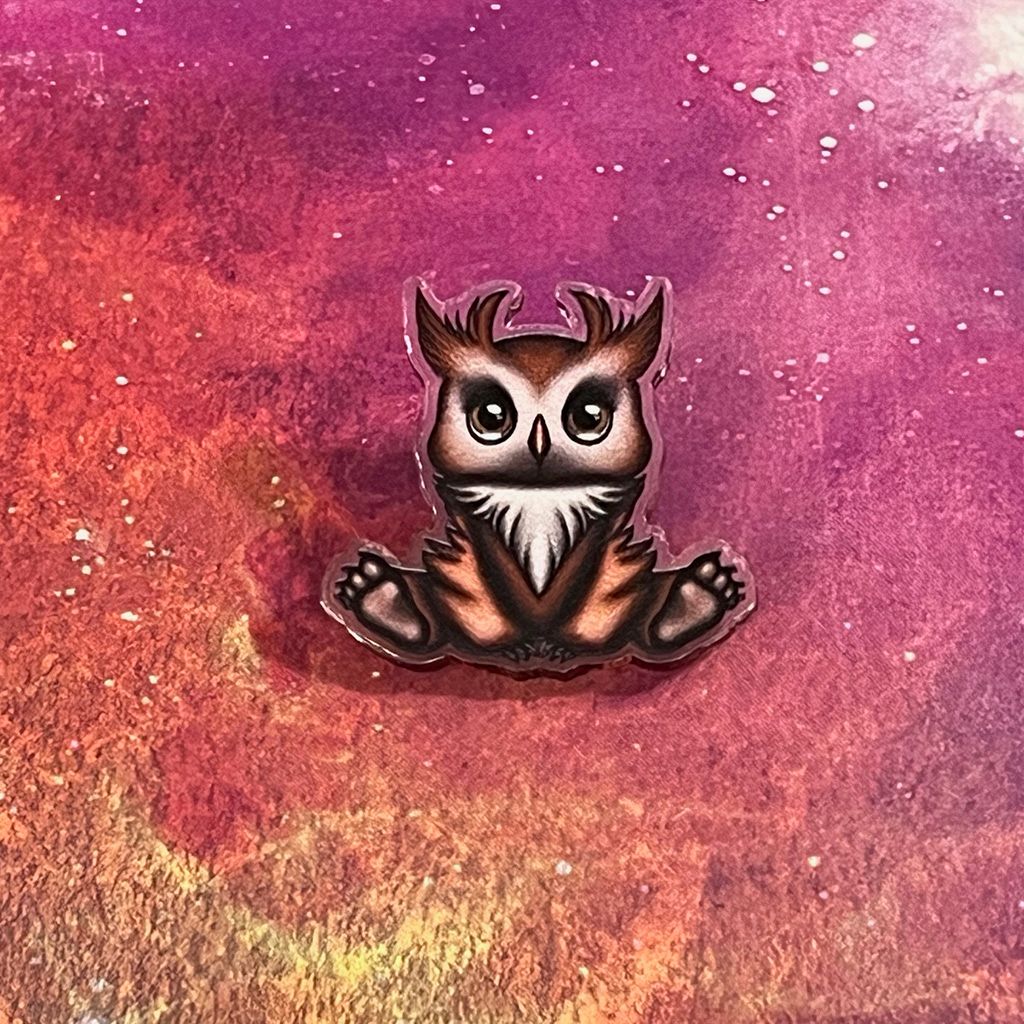 Acrylic pin - Skittles the Owlbear