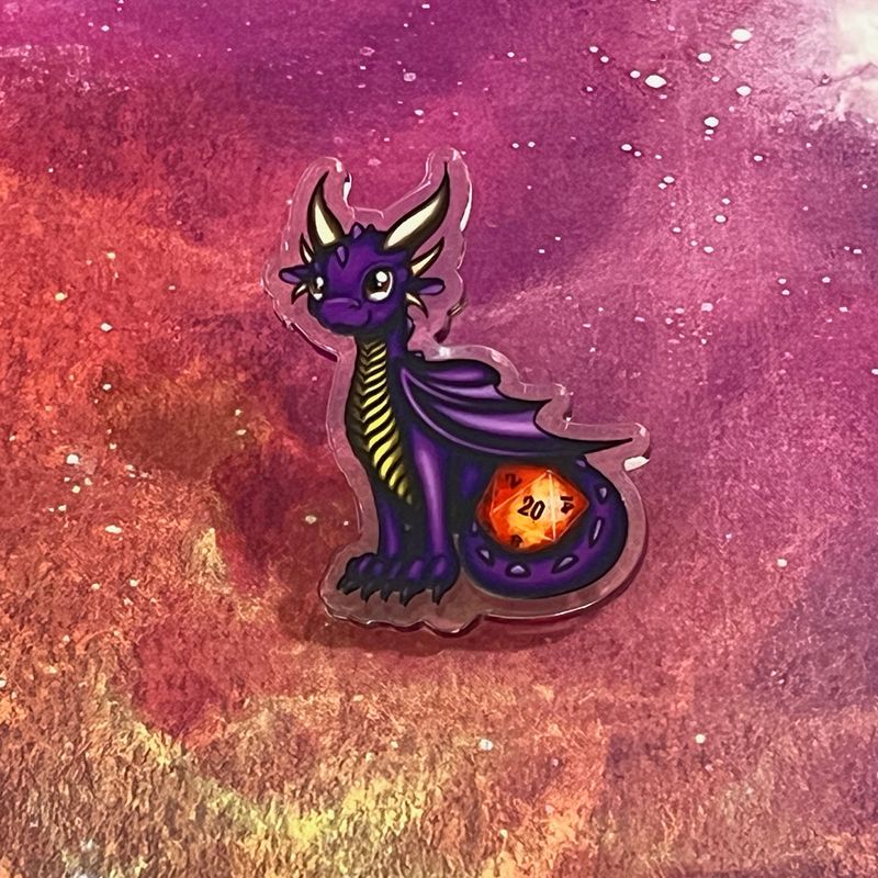 Acrylic pin - Jemma the Amethyst Dragon