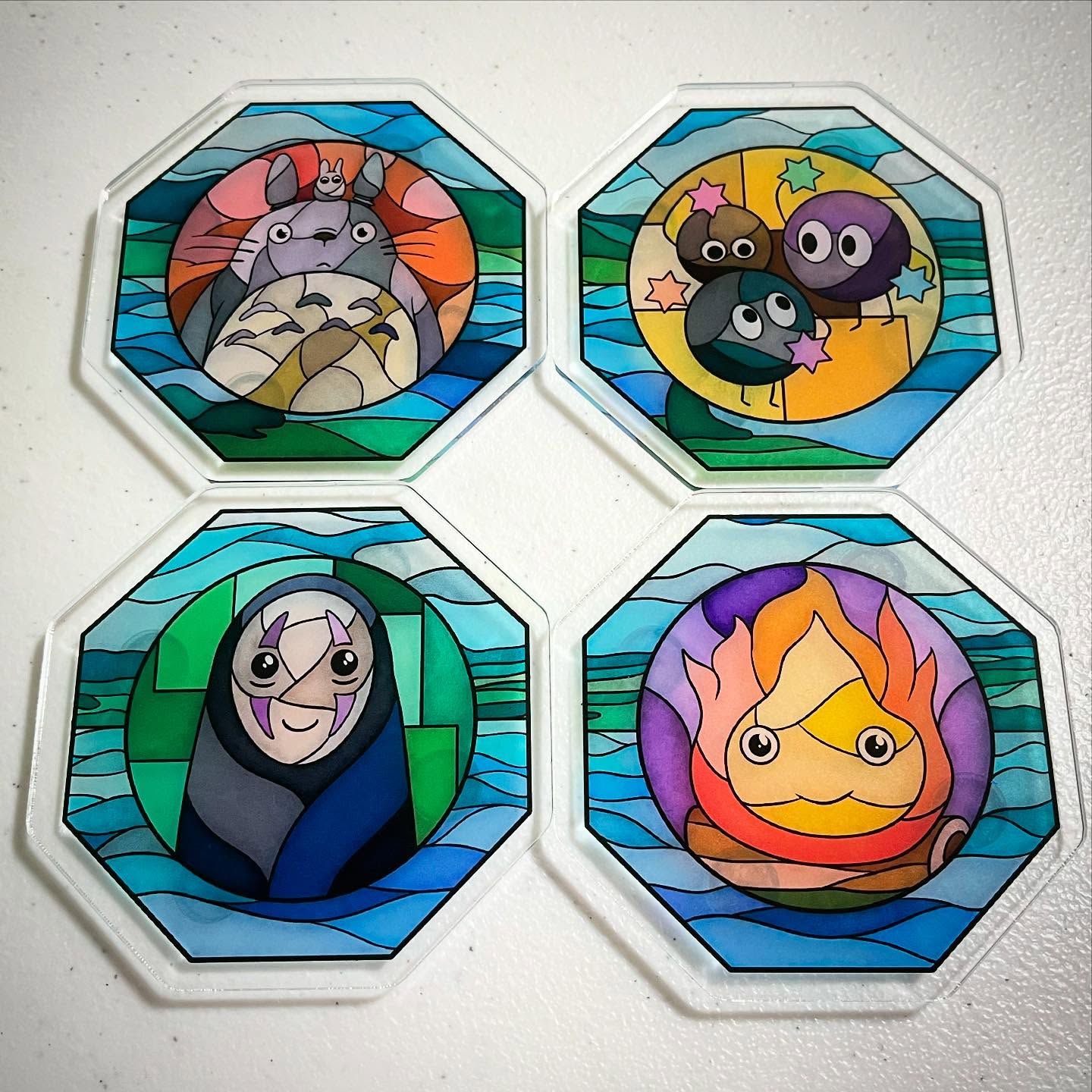 "Best Friends" Stained glass acrylic coaster set