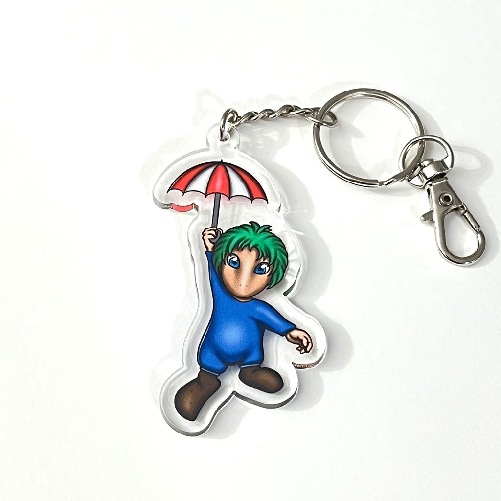 Lemming acrylic charm keychain, zipper clip