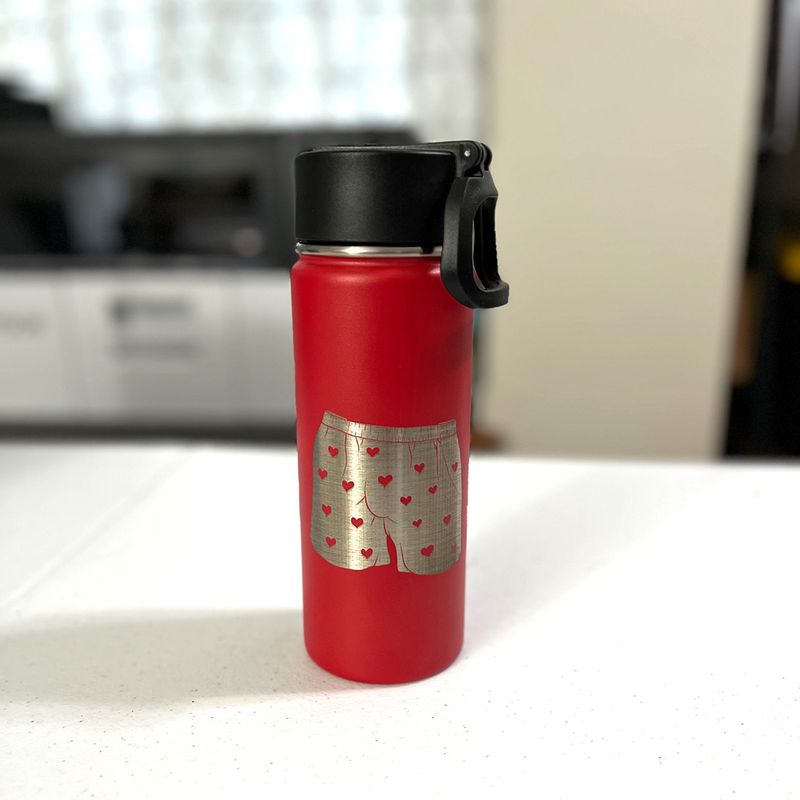 16 oz Steel Water Bottle - Heart Boxers