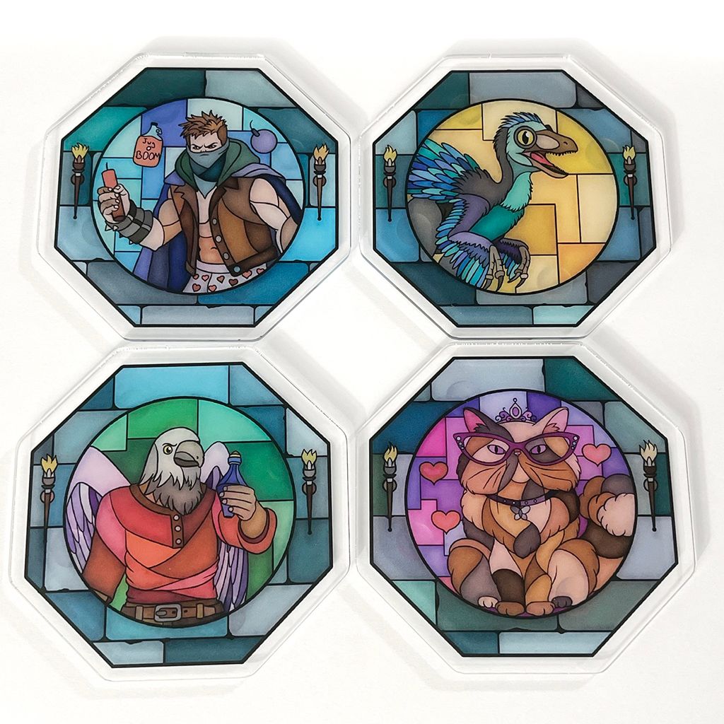 Dungeon Crawler Carl Stained glass acrylic coaster set