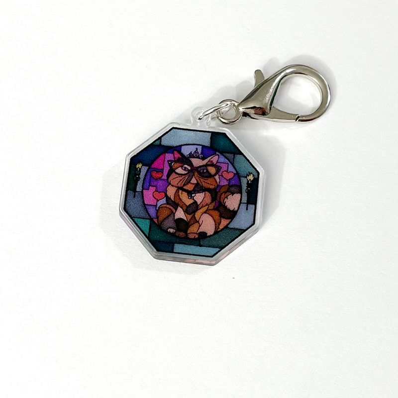 Acrylic Lanyard Charm - Stained Glass Donut