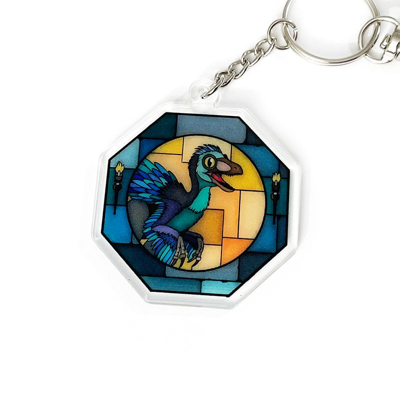 Stained Glass Mongo acrylic charm keychain, zipper clip