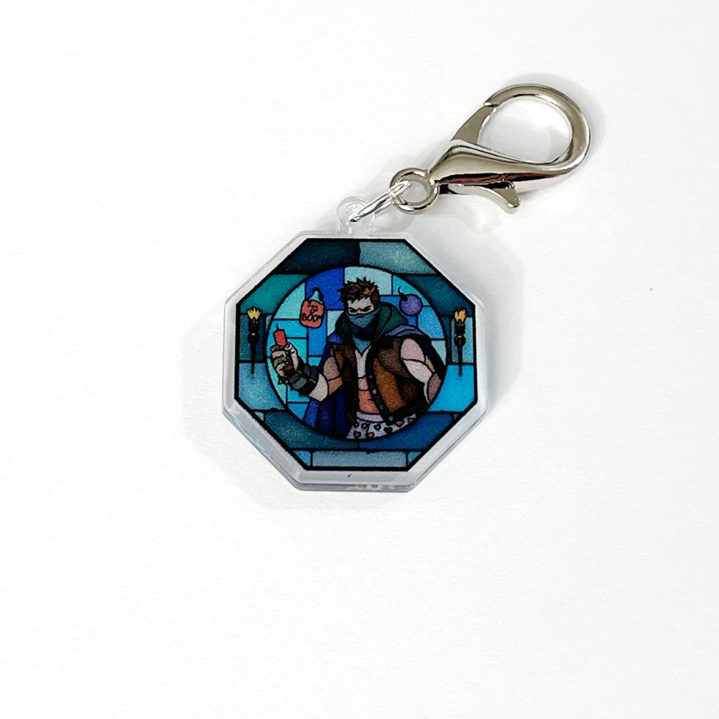 Acrylic Lanyard Charm - Stained Glass Carl