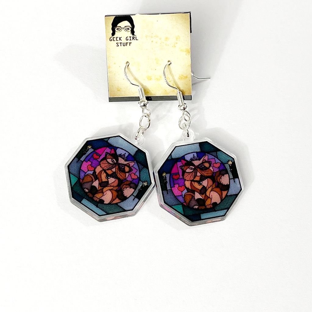 Stained glass Donut acrylic charm earrings