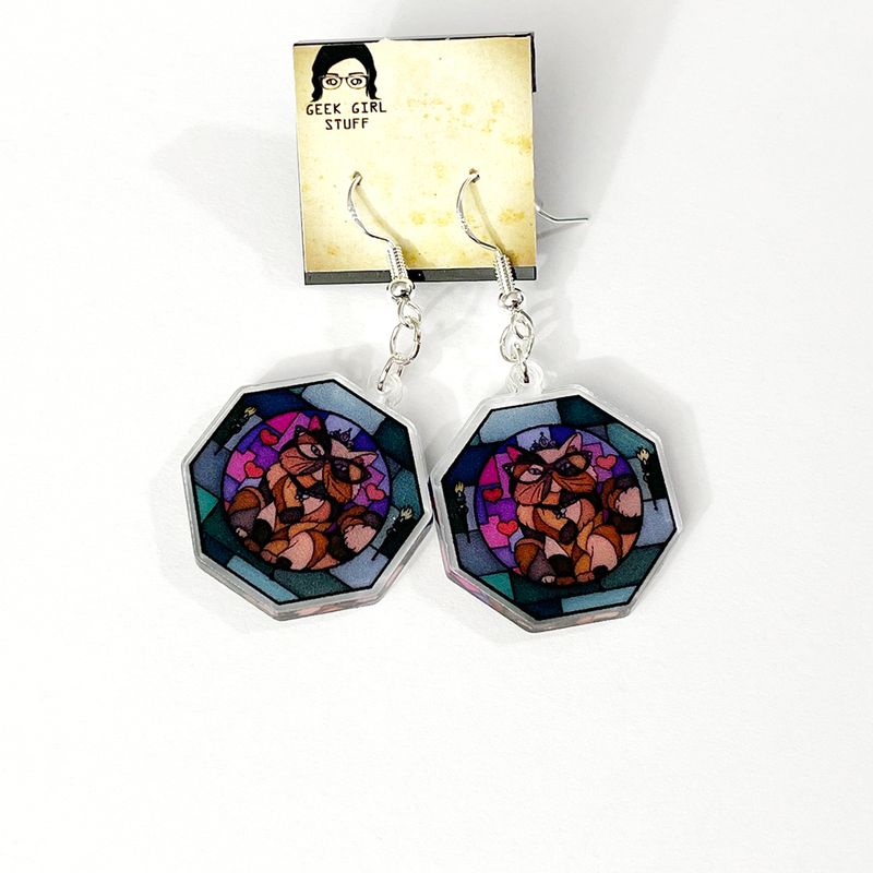 Stained glass Donut acrylic charm earrings