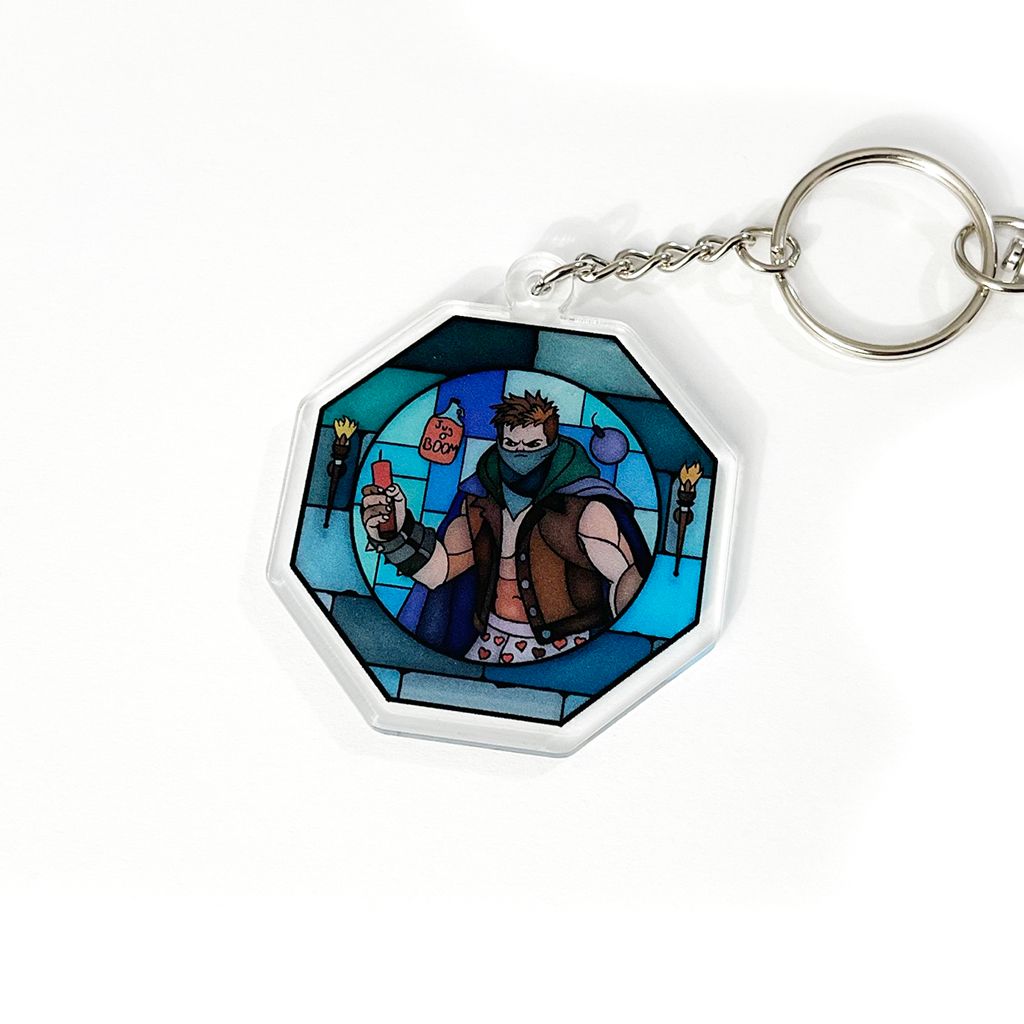 Stained Glass Carl acrylic charm keychain, zipper clip