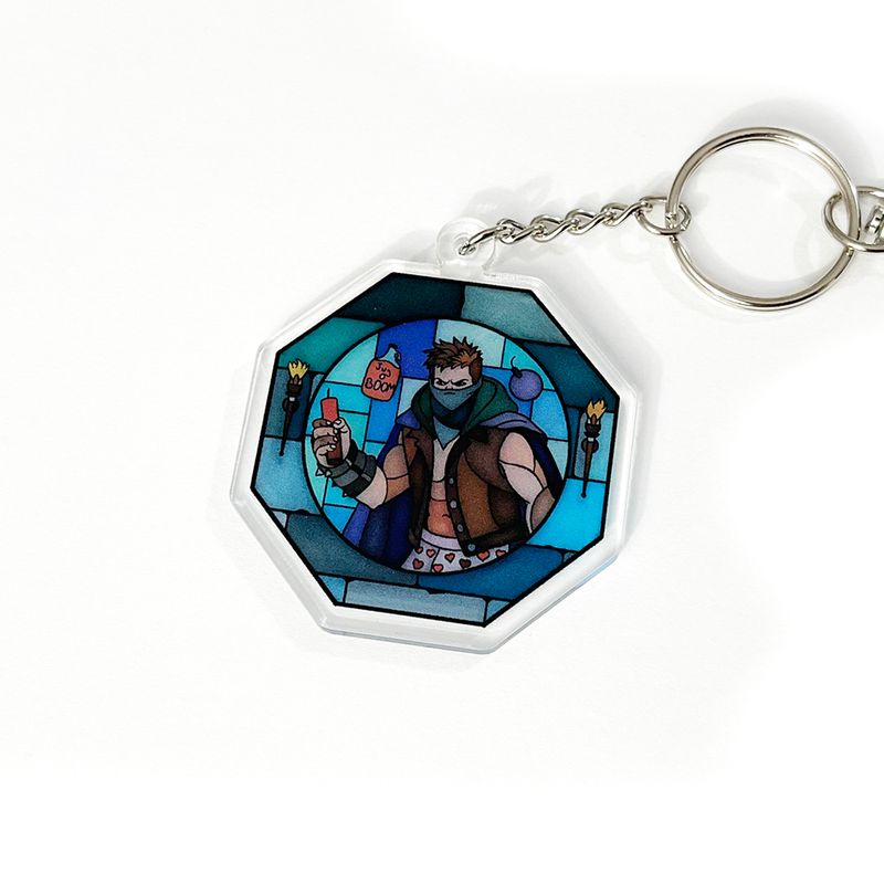Stained Glass Carl acrylic charm keychain, zipper clip