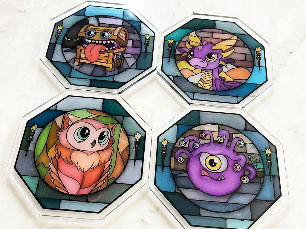 TTrpg Stained glass acrylic coaster set TTrpg Stained glass acrylic coaster set