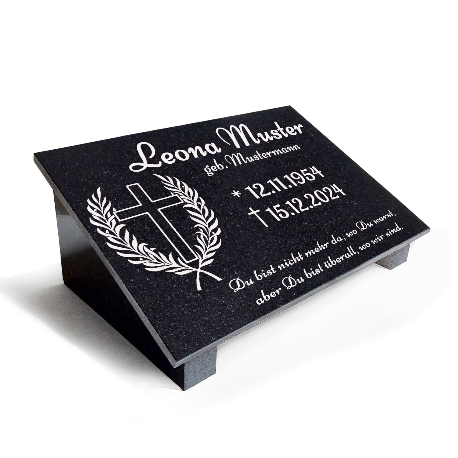 Grabstein aus Granit mit Stützen Versiegelung und Inschrift