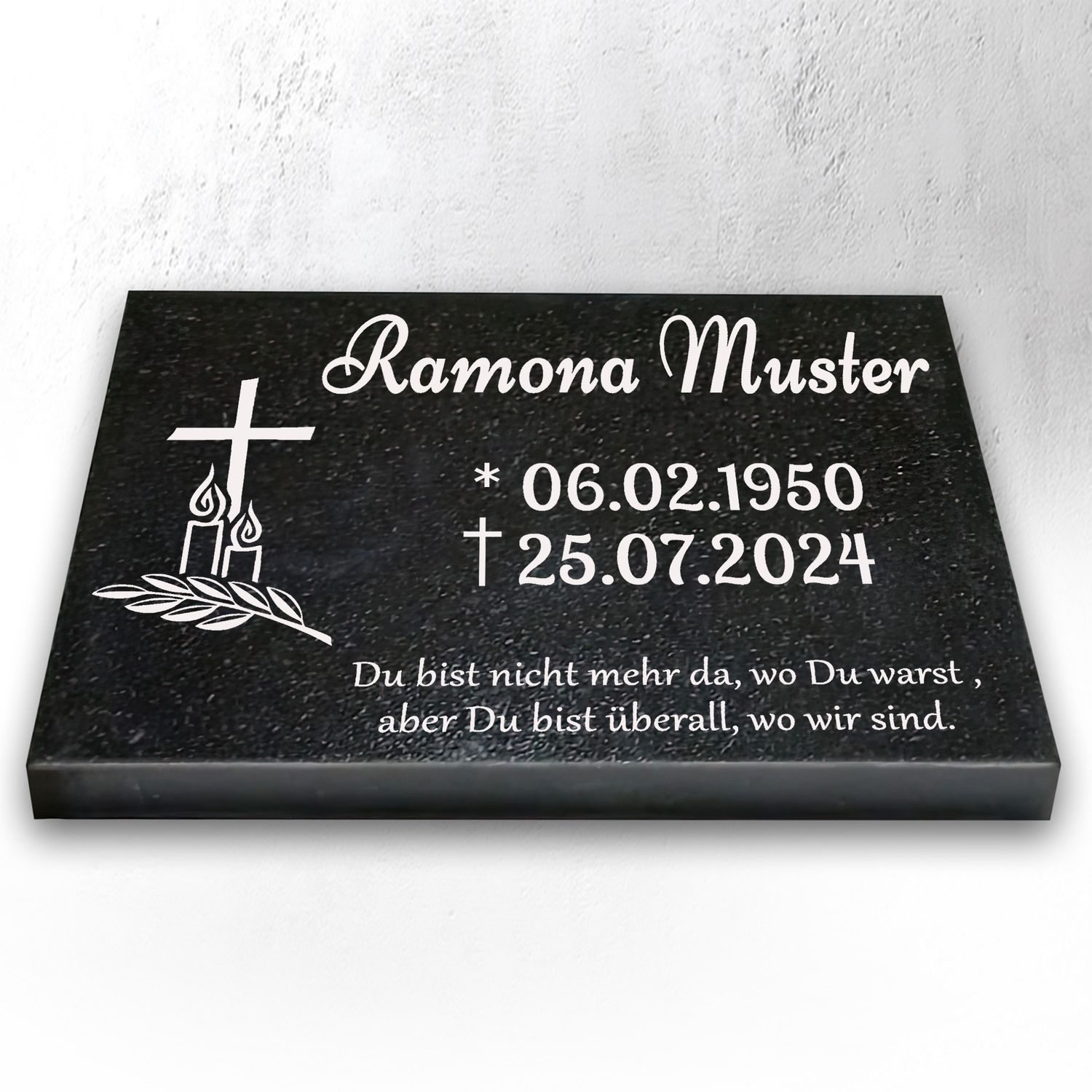 Granit Grabstein 40x30x3 cm Stützen – Urnengrabstein