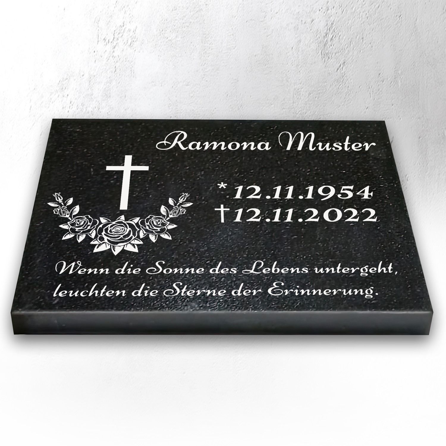 Granit Grabstein 40x30x3 cm Stützen – Urnengrabstein